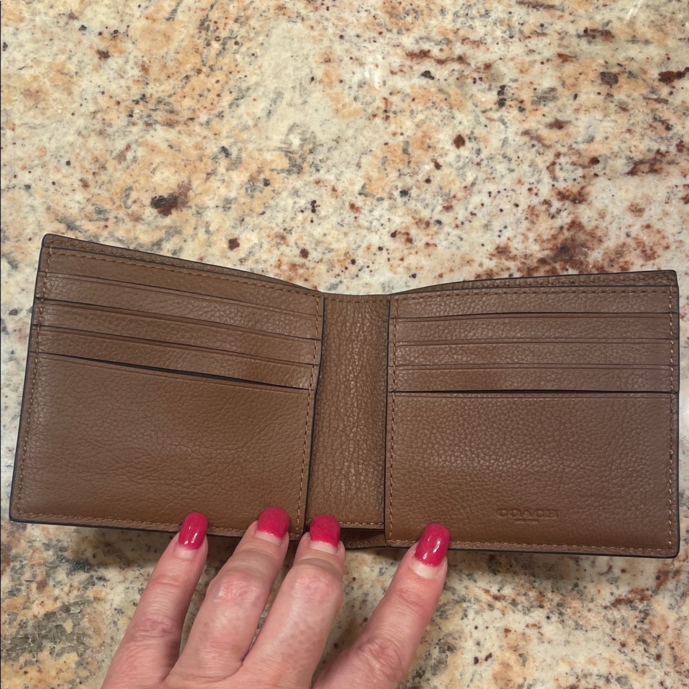 Coach Brown, White, and Black Leather Wallet - Picture 2 of 3
